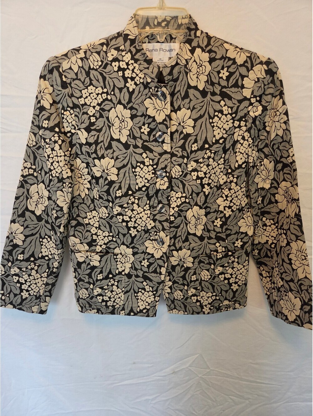 Rena Rowan Women's Floral Print Blazer Jacket Size 6 Cotton Rayon Blend